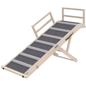 Dog Ramp, Folding Pet Ramp, 4 Adjustable Height from 15" to 19", Dog Step with Side Rails for Small to Large Pets